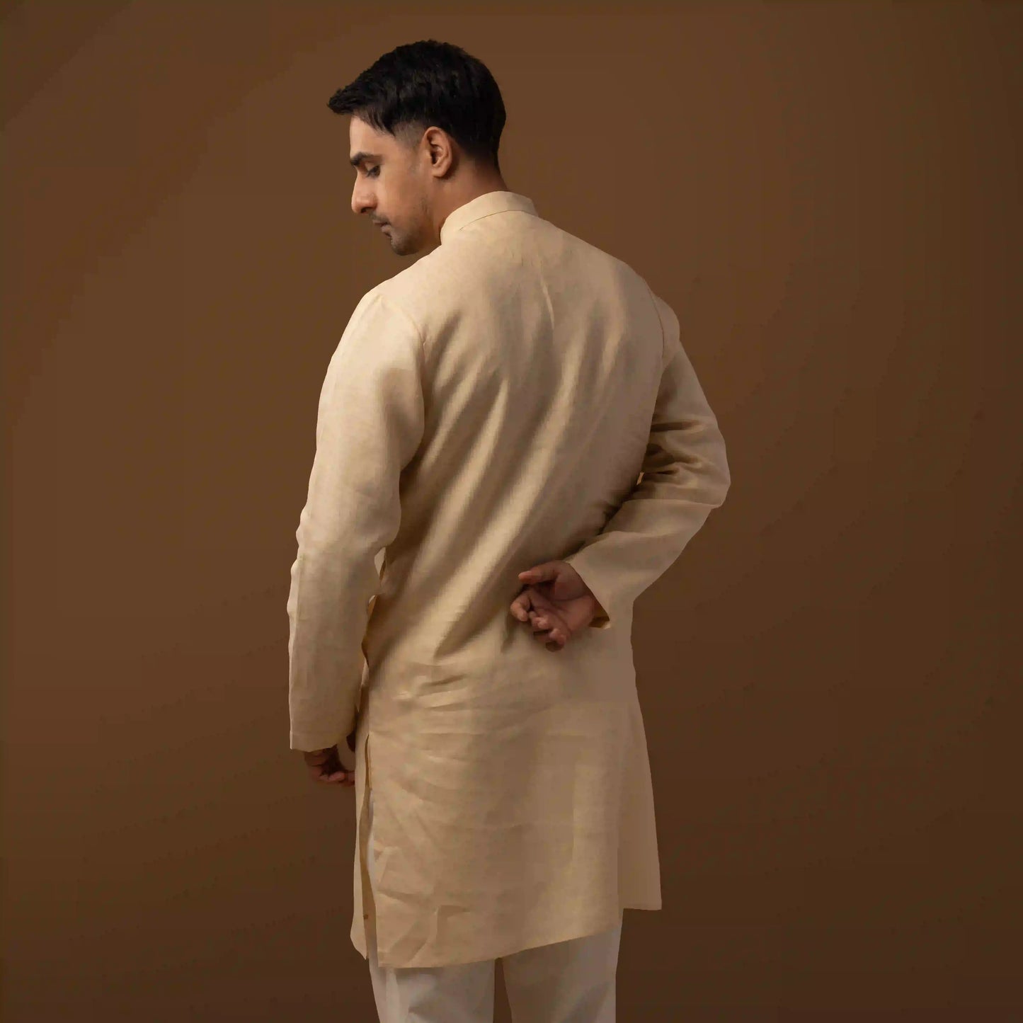 Classic Ivory 100% Linen Long Kurta