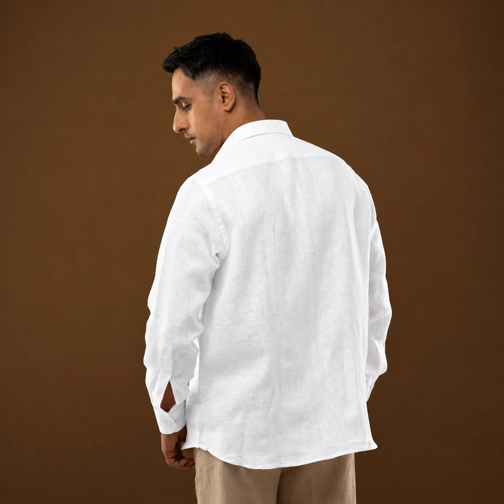 100% Linen Plain White Shirt 26' Collection