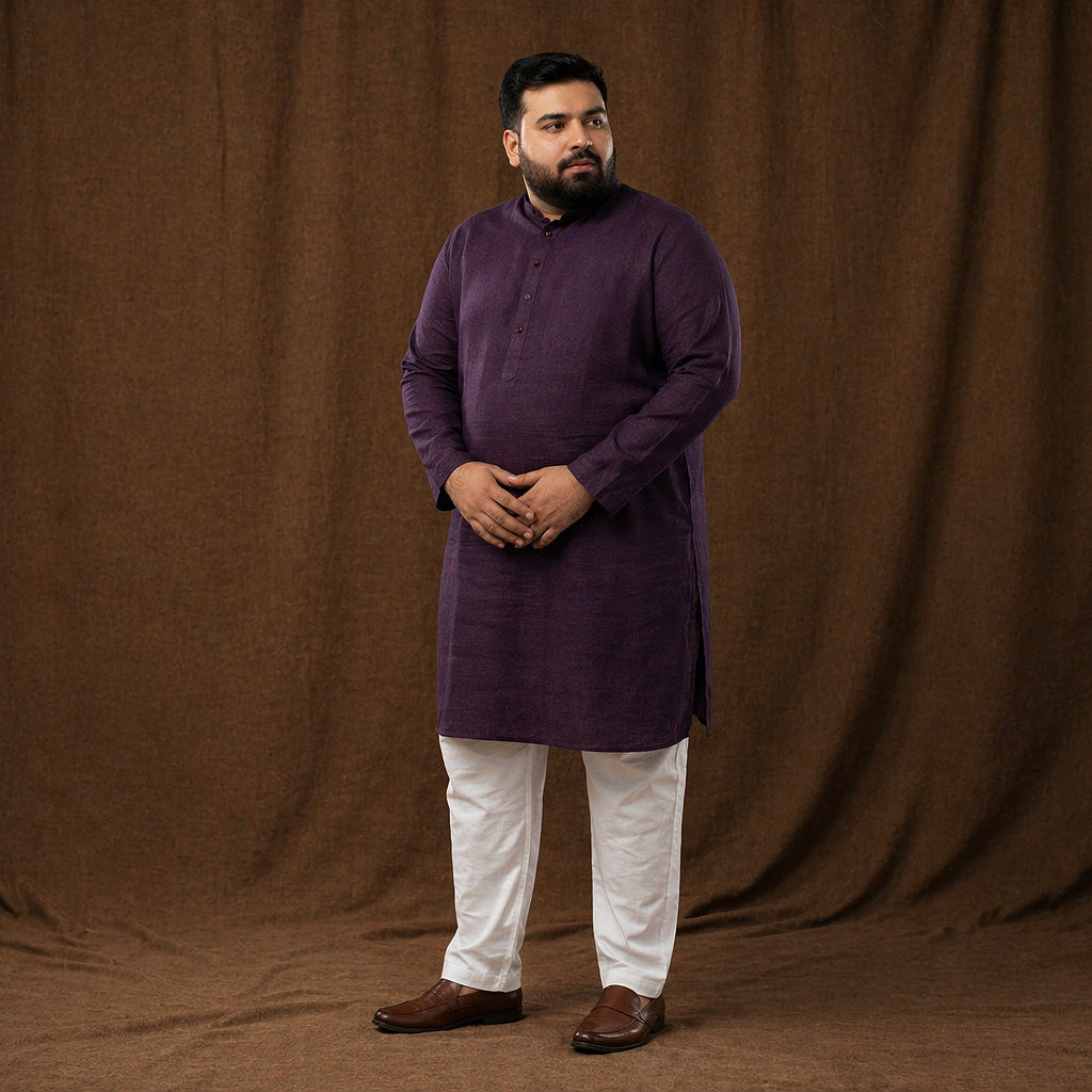 Royal Wine 100% Linen Plus Size Long Kurta