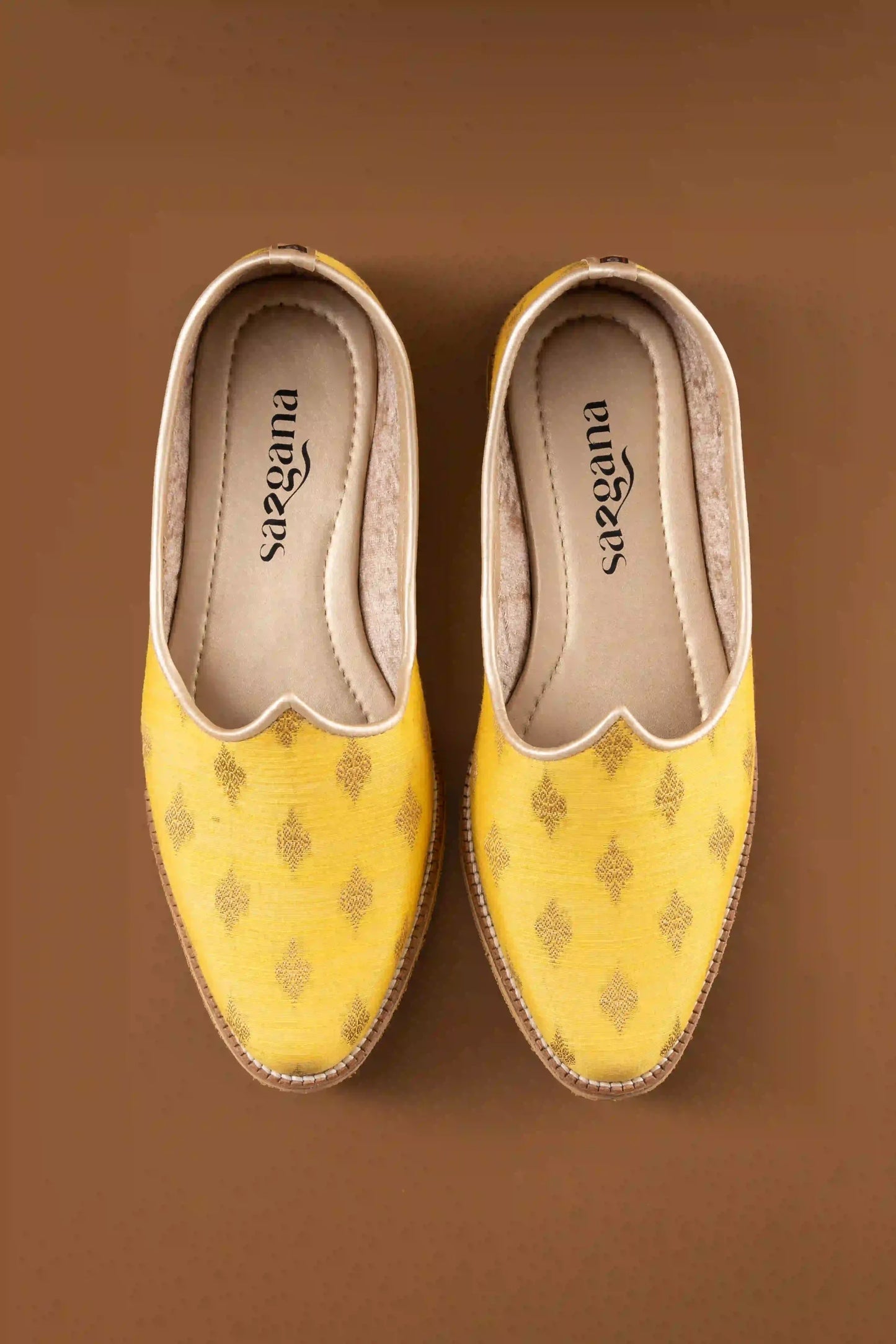 Handcrafted Yellow Butta Printed Jutti