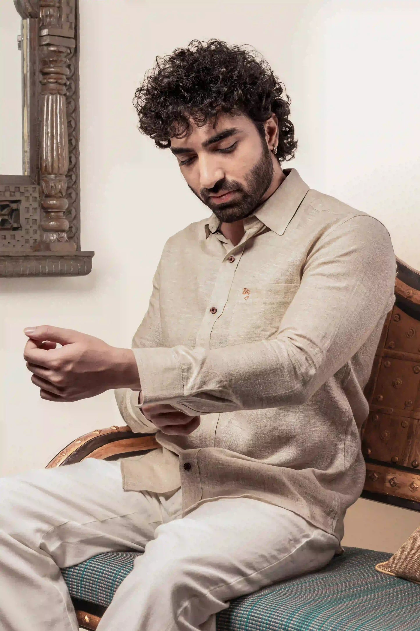 100% Linen Plain Natural Shirt
