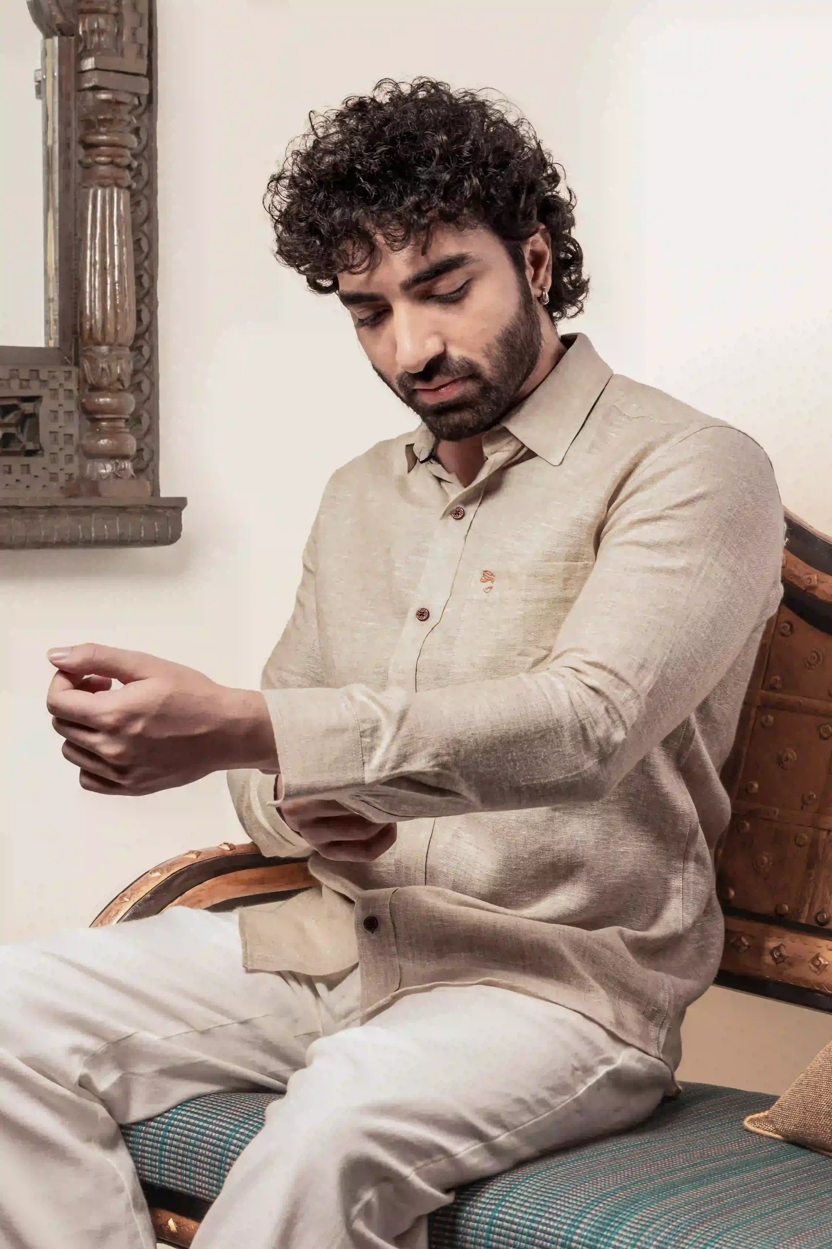 100% Linen Plain Natural Shirt