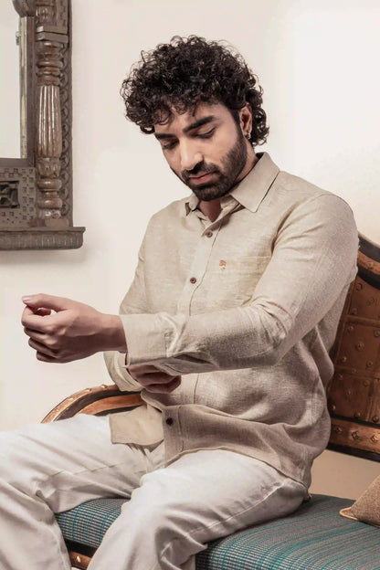 100% Linen Plain Natural Shirt