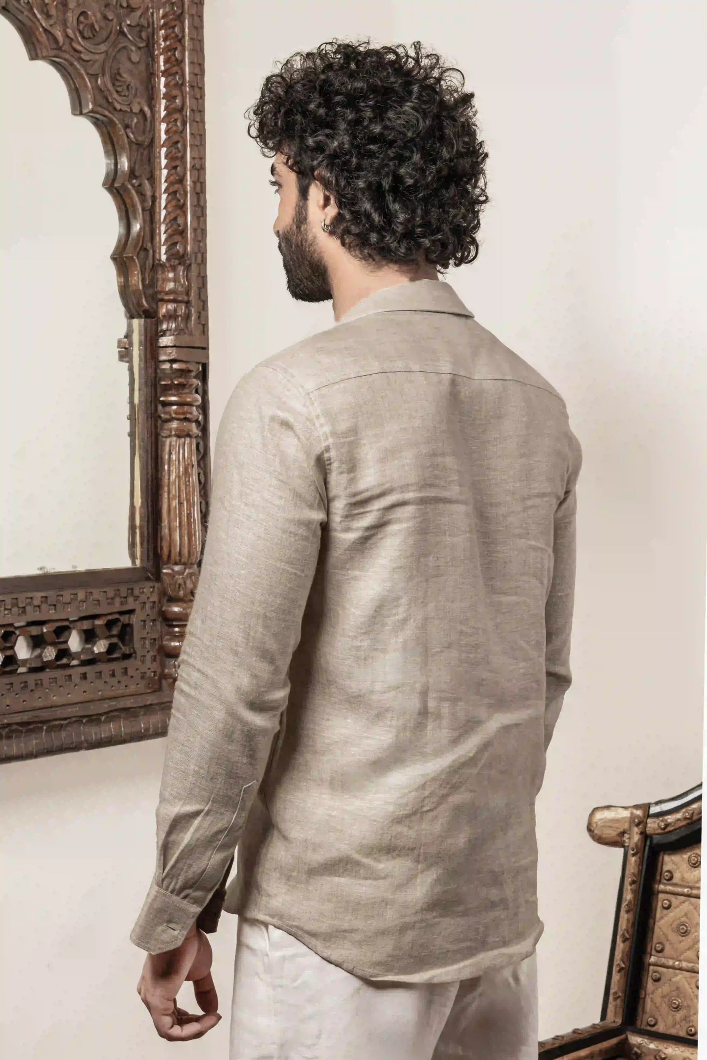 100% Linen Plain Natural Shirt
