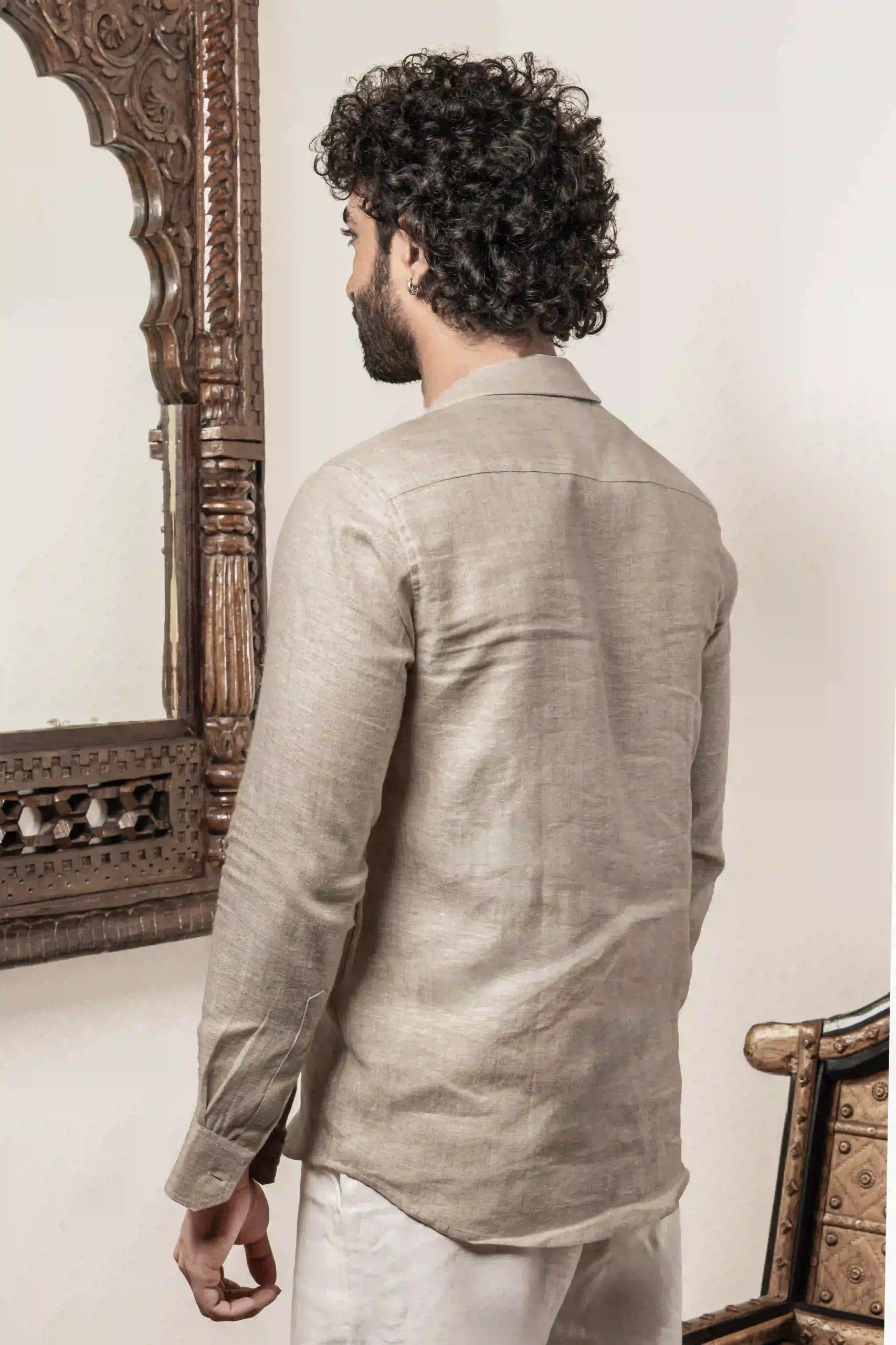 100% Linen Plain Natural Shirt