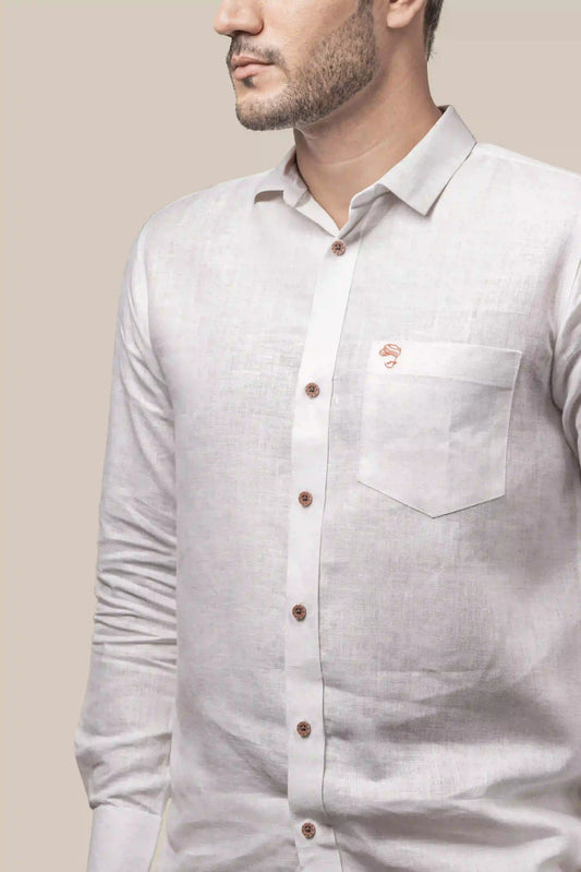 100% Linen Plain White Shirt