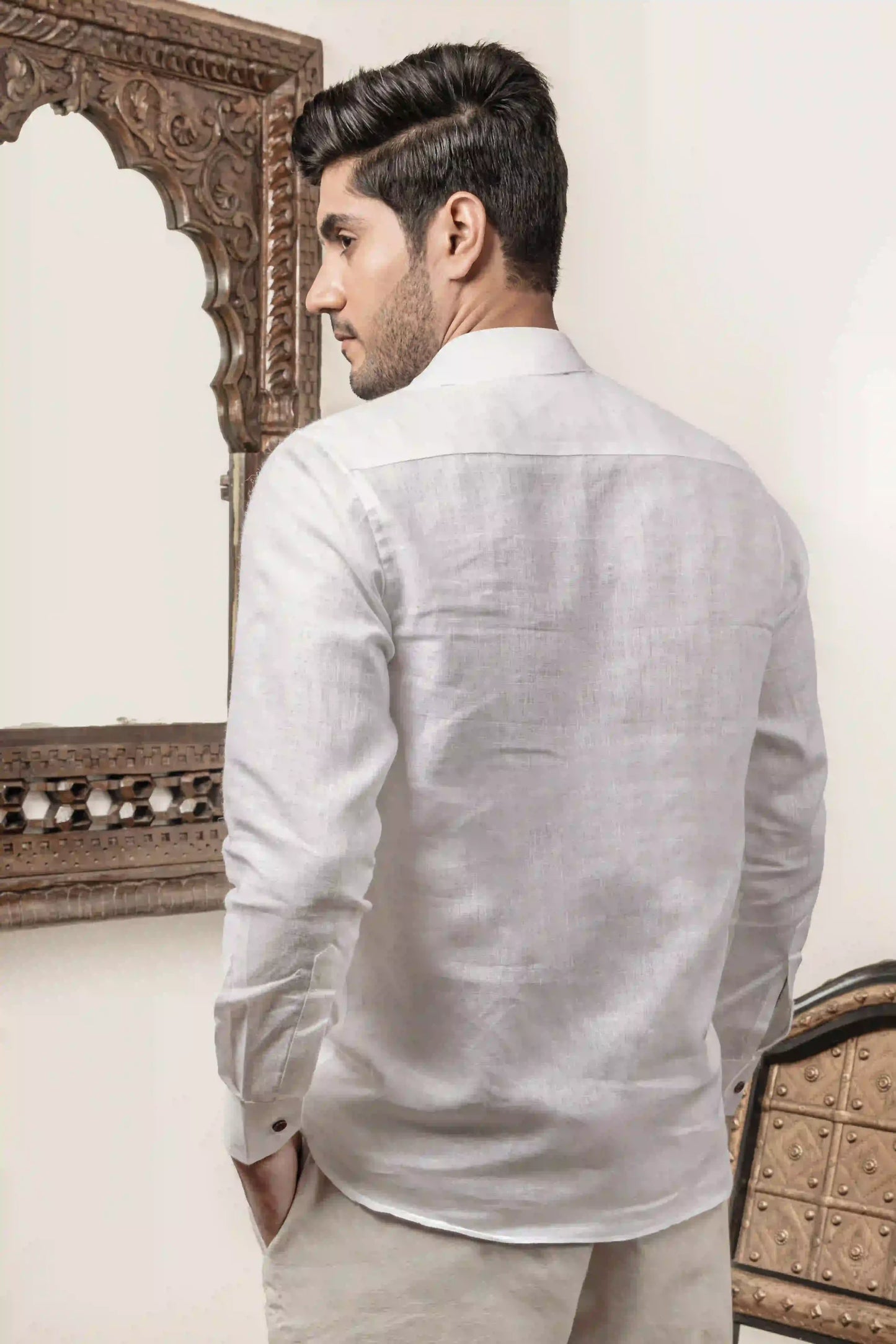 100% Linen Plain White Shirt