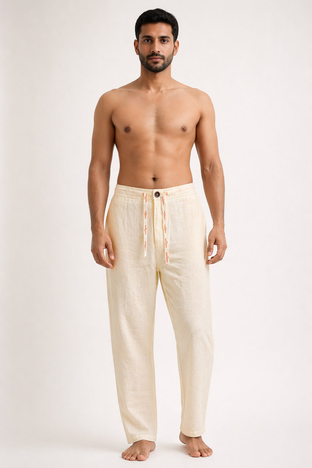 Cotton Off White Pajama Relaxed Heritage Fit With Dori & Elastic