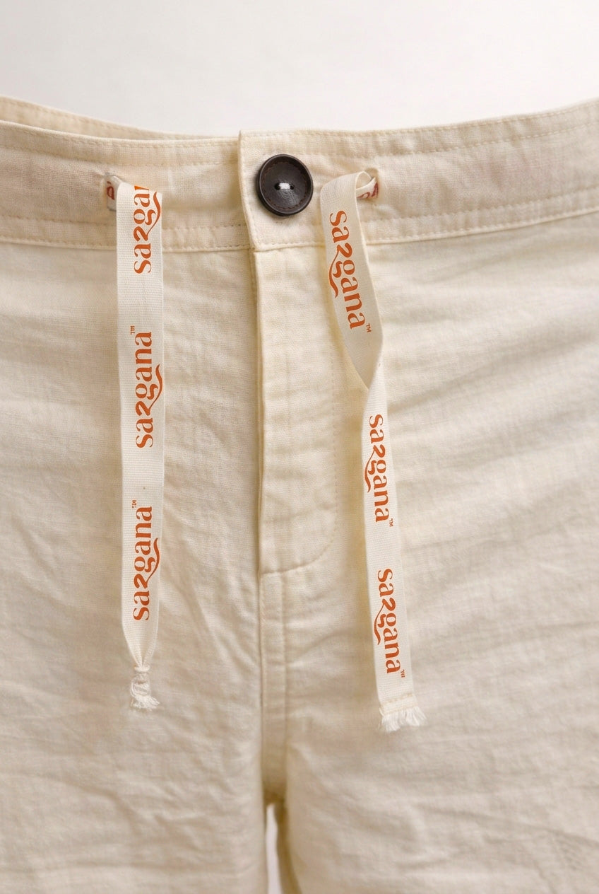 Cotton Off White Pajama Relaxed Heritage Fit With Dori & Elastic