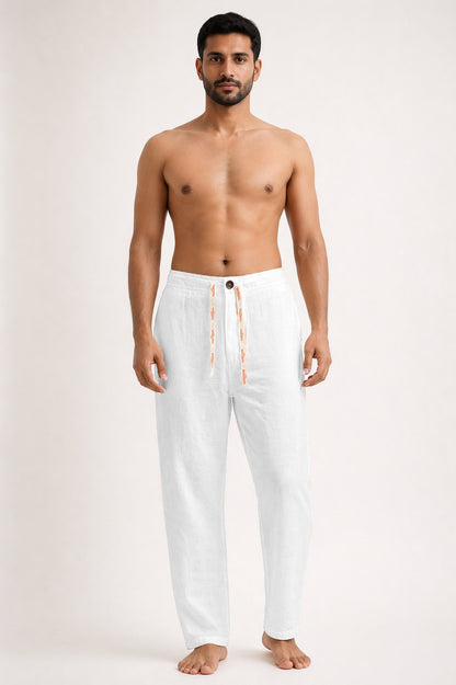 Cotton White Pajama Relaxed Heritage Fit With Dori & Elastic