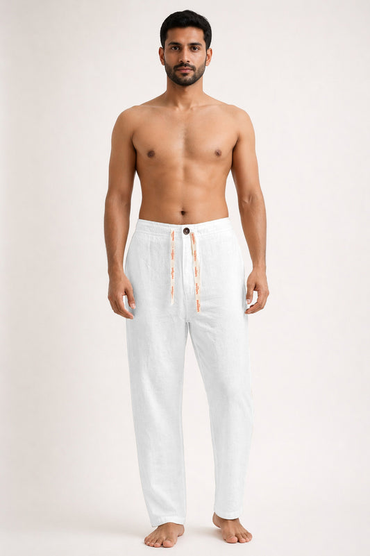 Cotton White Pajama Relaxed Heritage Fit With Dori & Elastic