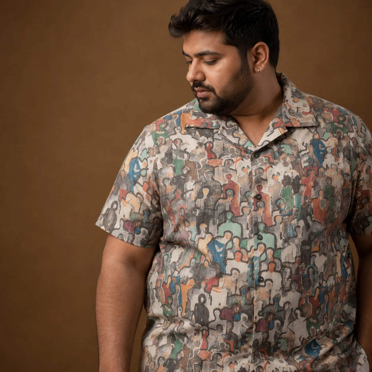Urban Abstract Print Hawaiian Plus Size Shirt