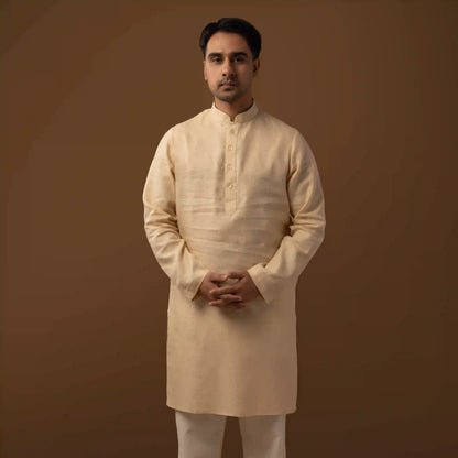 Classic Ivory 100% Linen Long Kurta