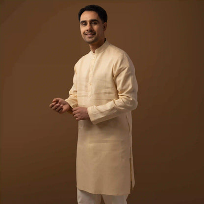 Classic Ivory 100% Linen Long Kurta