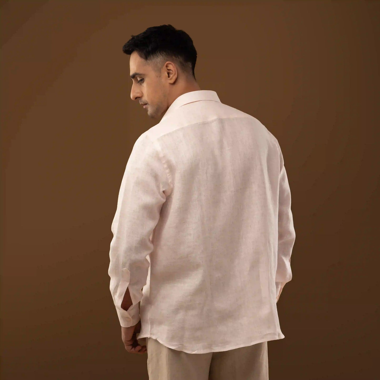 Mist Pink 100% Linen Full Sleeve Shirt