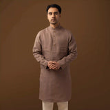 Quiet Mocha Brown 100% Linen Long Kurta