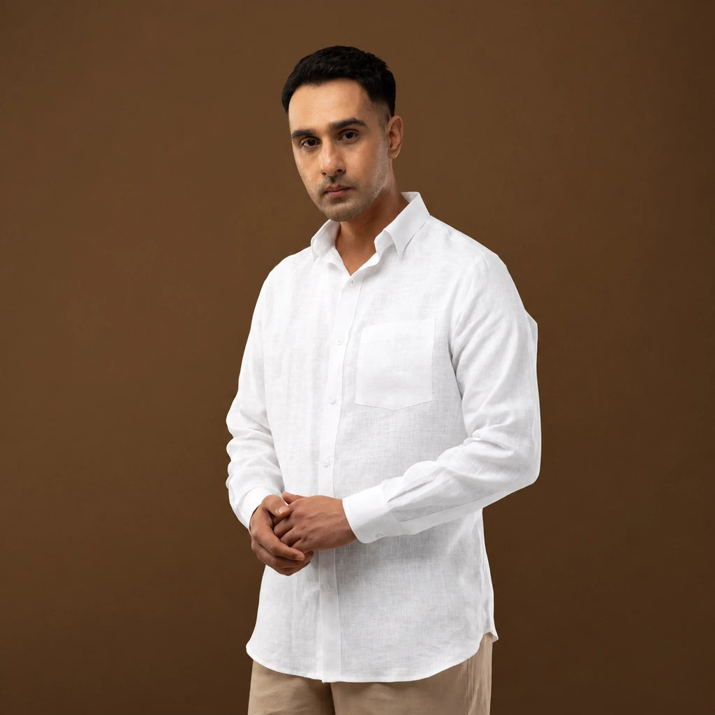 100% Linen Plain White Shirt 26' Collection