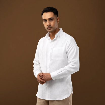 100% Linen Plain White Shirt 26' Collection