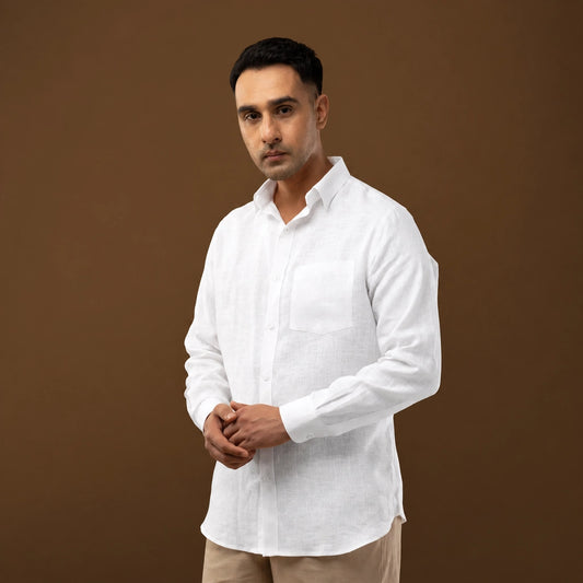 100% Linen Plain White Shirt 26' Collection
