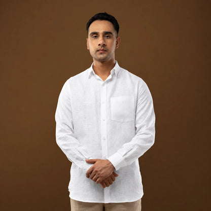 100% Linen Plain White Shirt 26' Collection