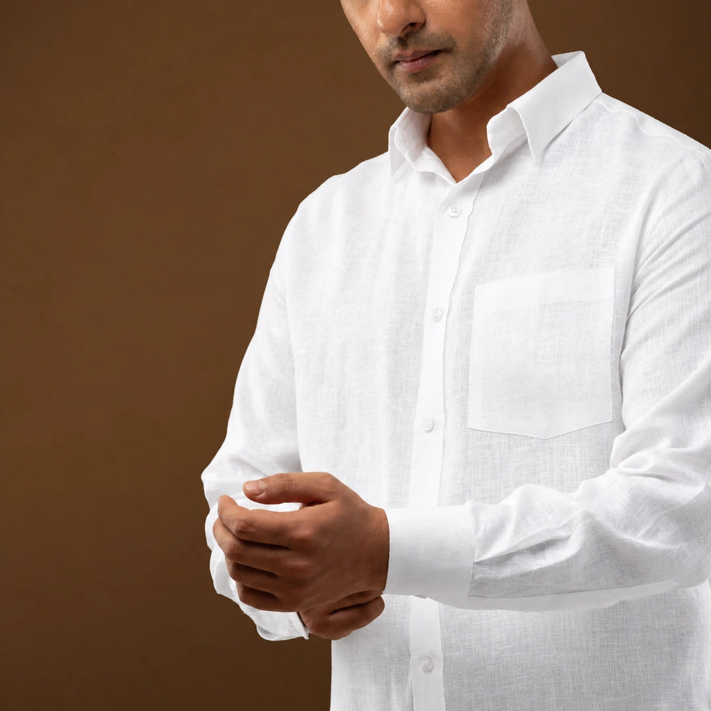 100% Linen Plain White Shirt 26' Collection