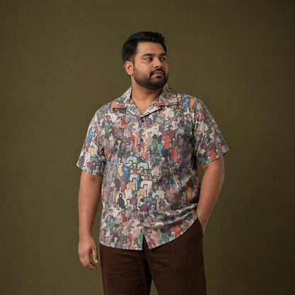 Urban Abstract Print Hawaiian Plus Size Shirt