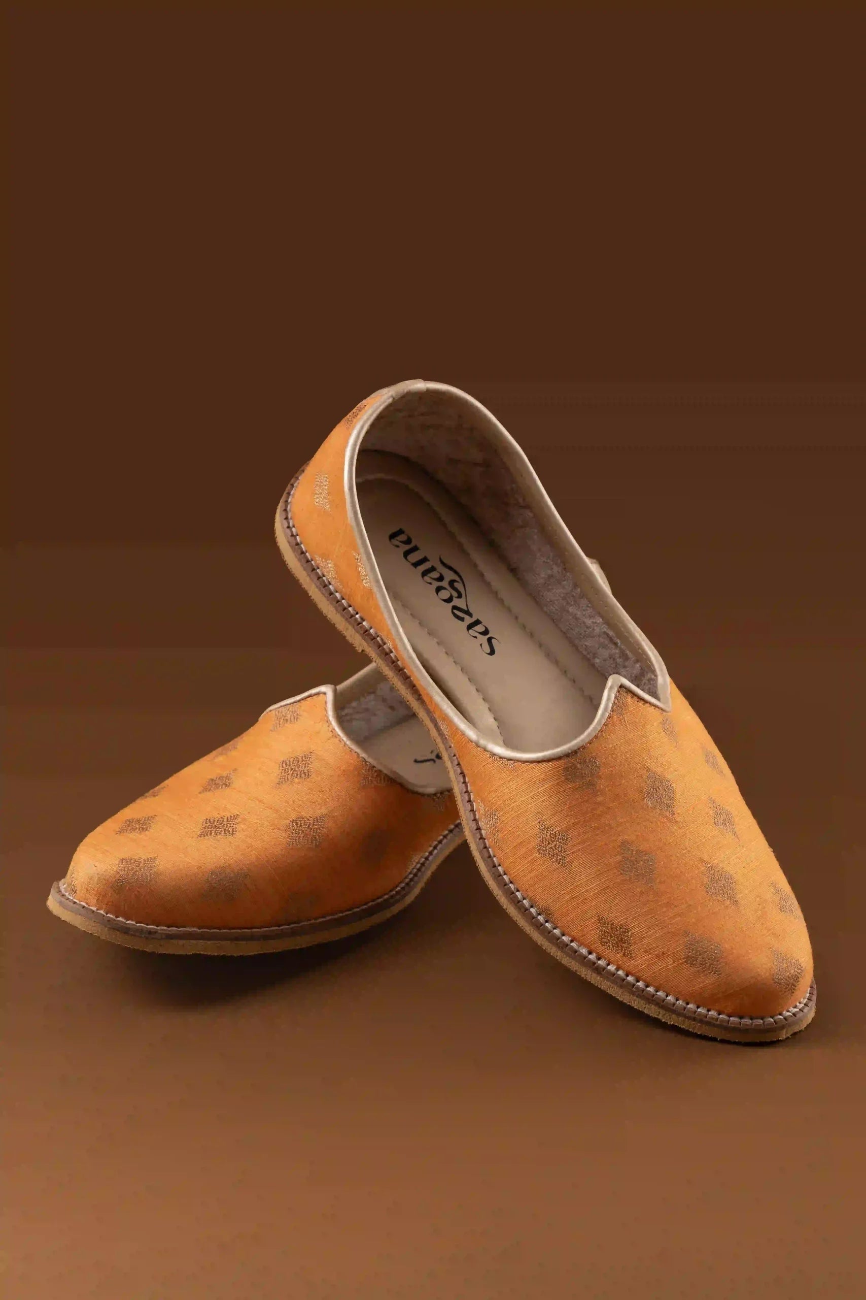 Handcrafted Orange Butta Printed Jutti