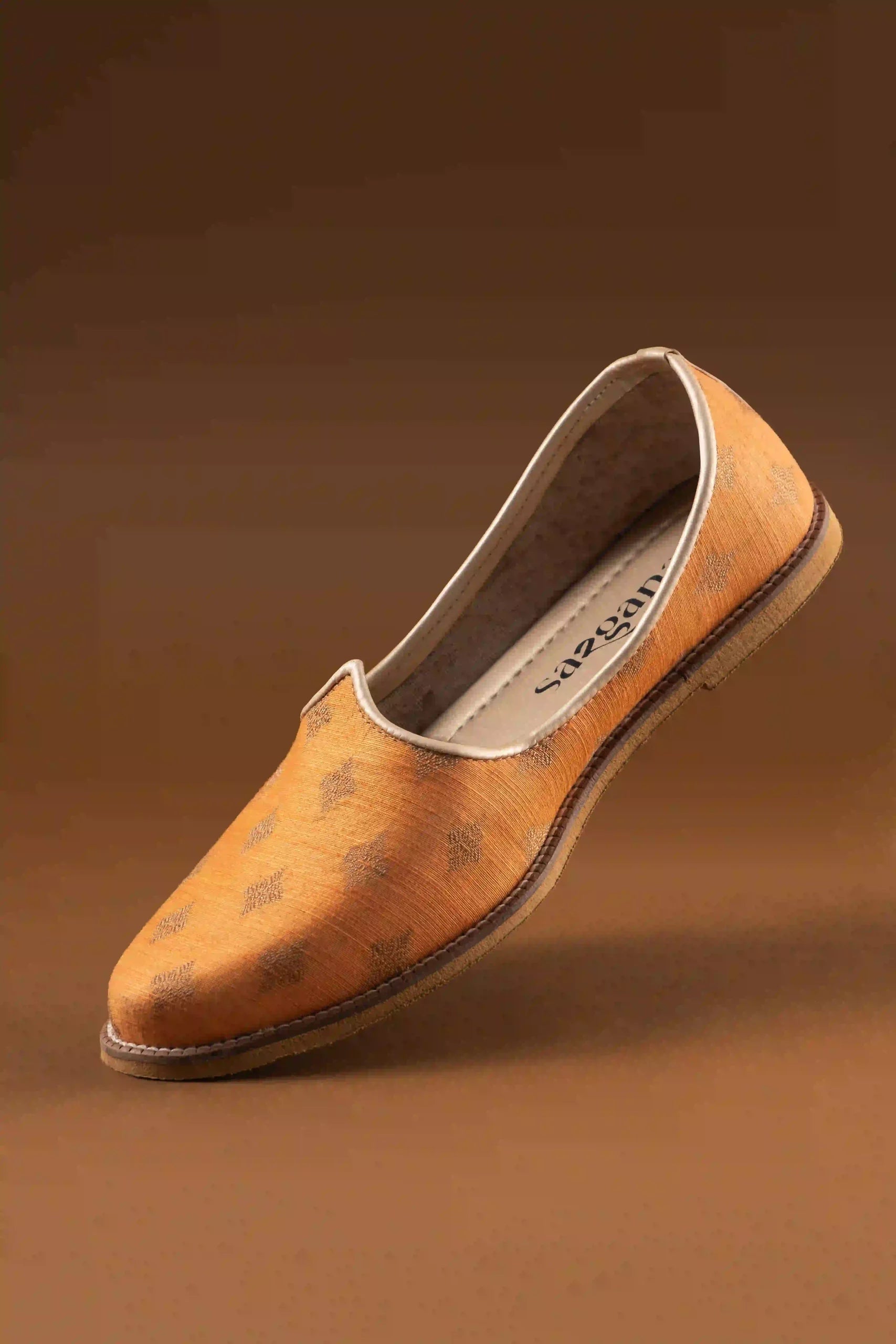 Handcrafted Orange Butta Printed Jutti