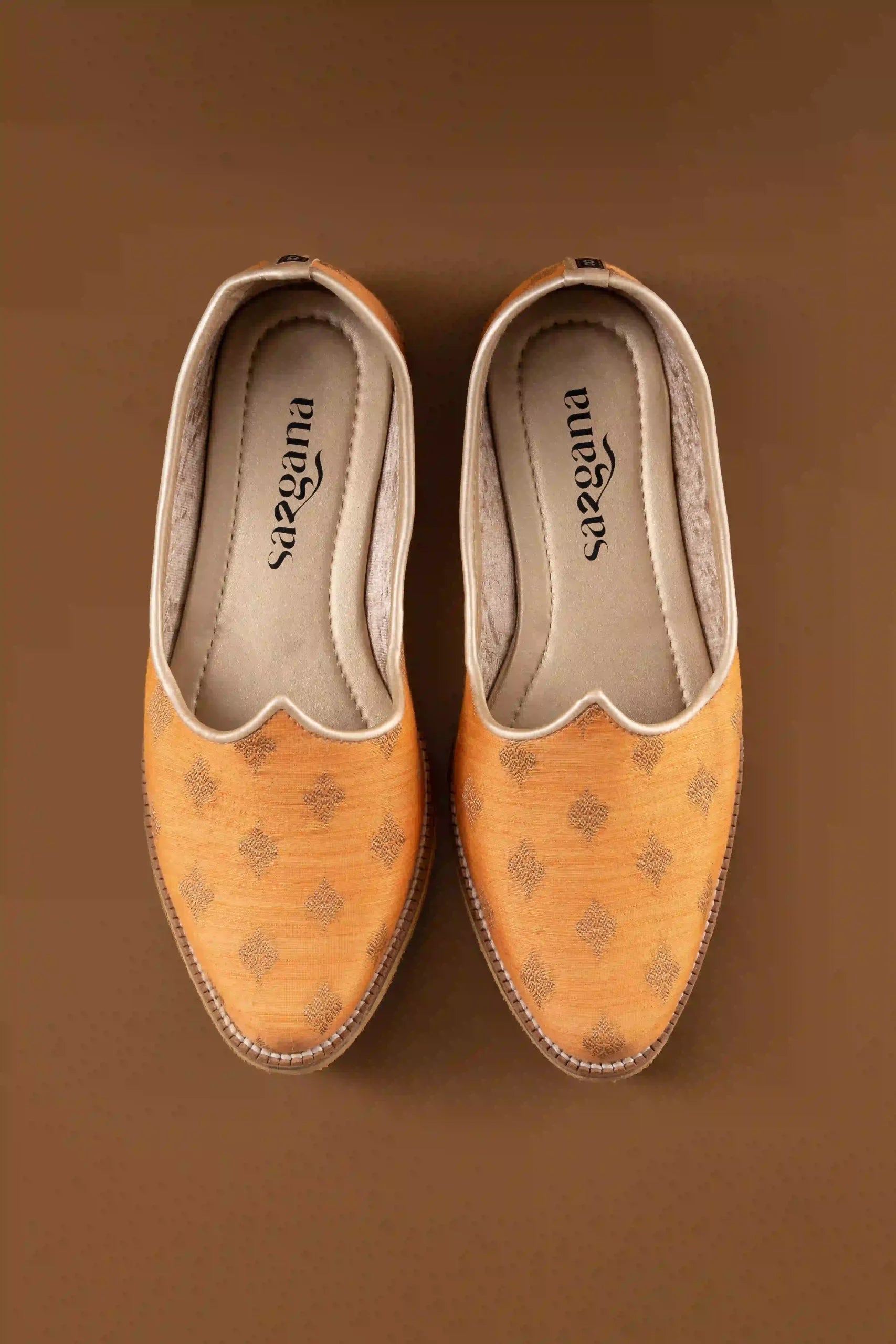 Handcrafted Orange Butta Printed Jutti