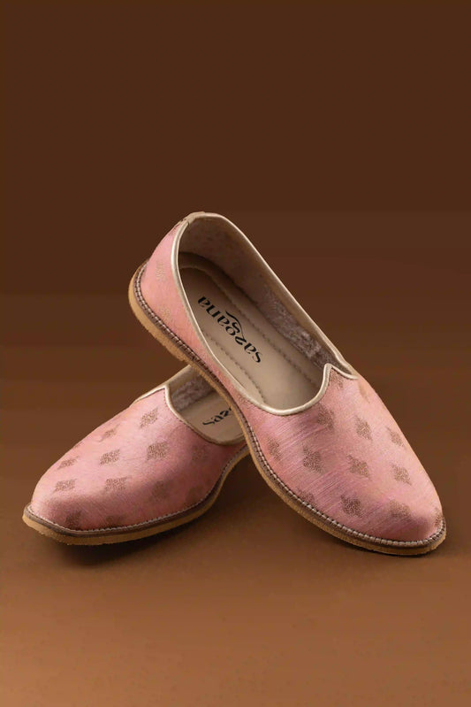 Handcrafted Pink Butta Printed Jutti