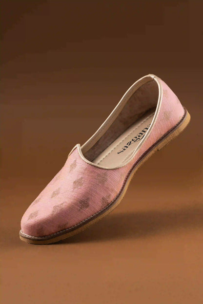 Handcrafted Pink Butta Printed Jutti