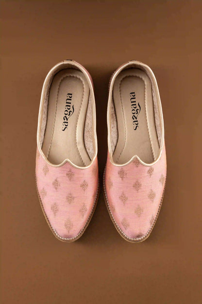 Handcrafted Pink Butta Printed Jutti