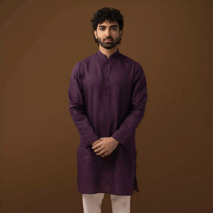 Royal Wine 100% Linen Long Kurta