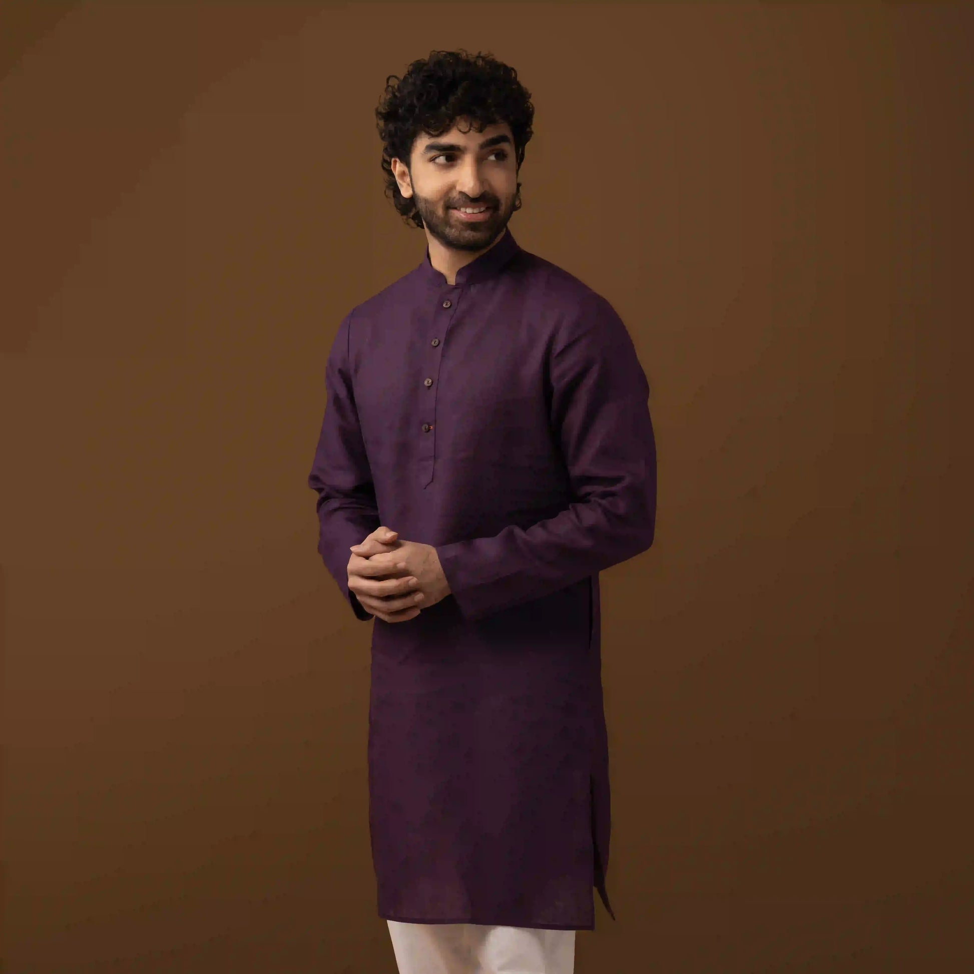 Royal Wine 100% Linen Long Kurta