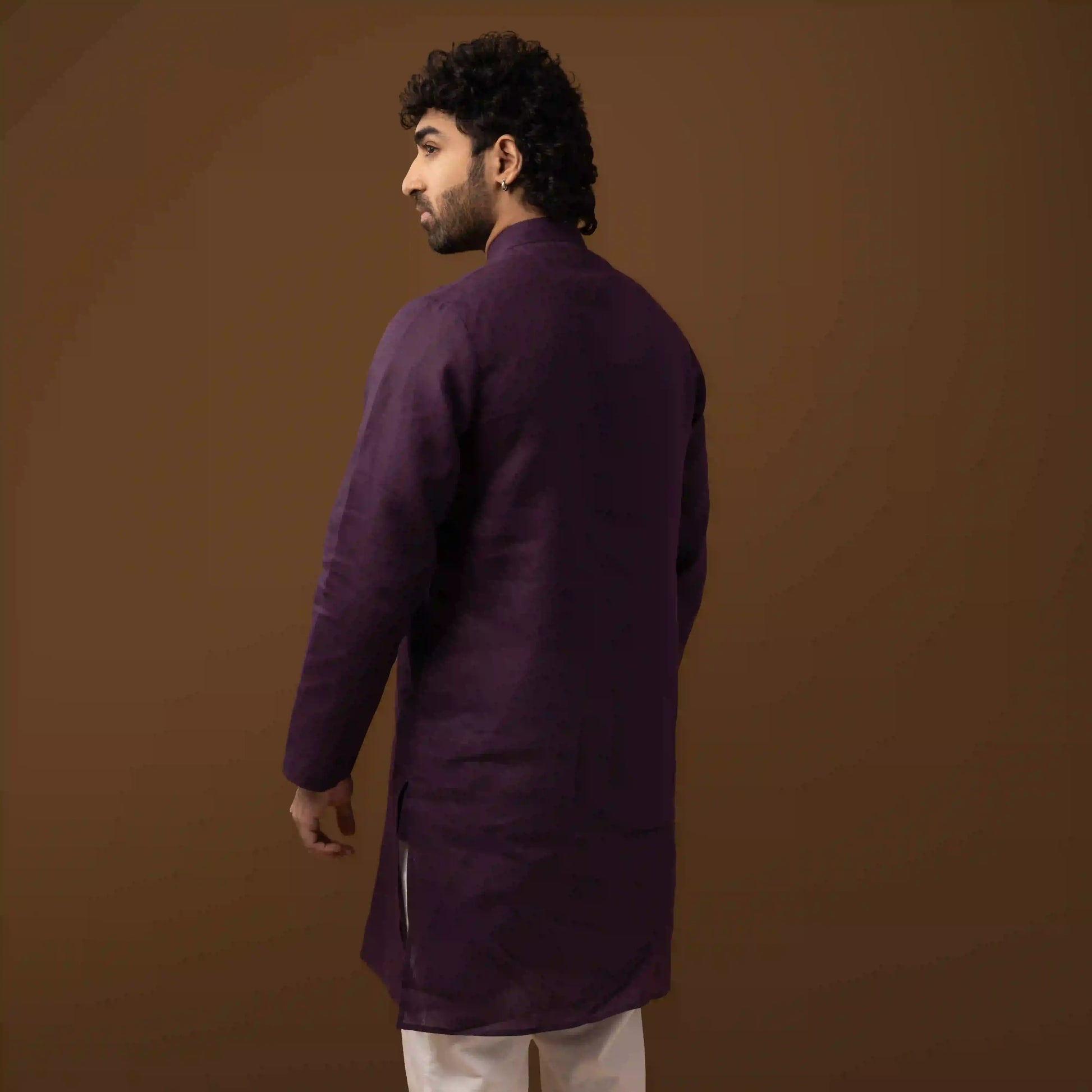 Royal Wine 100% Linen Long Kurta