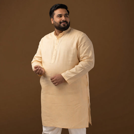 Classic Ivory 100% Linen Plus Size Long Kurta