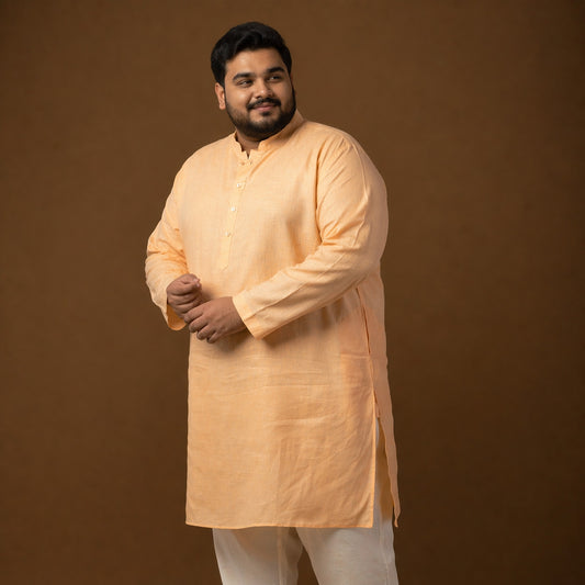 Warm Peach 100% Linen Long Plus Size Kurta