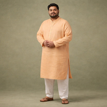 Warm Peach 100% Linen Long Plus Size Kurta