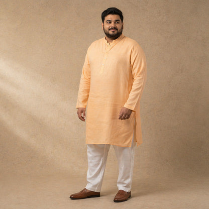 Warm Peach 100% Linen Long Plus Size Kurta