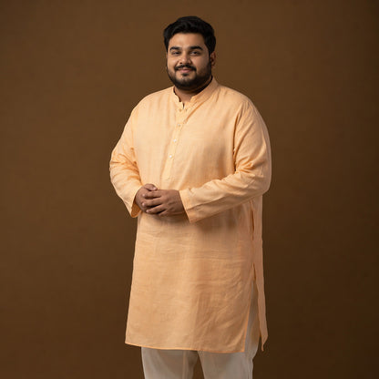 Warm Peach 100% Linen Long Plus Size Kurta