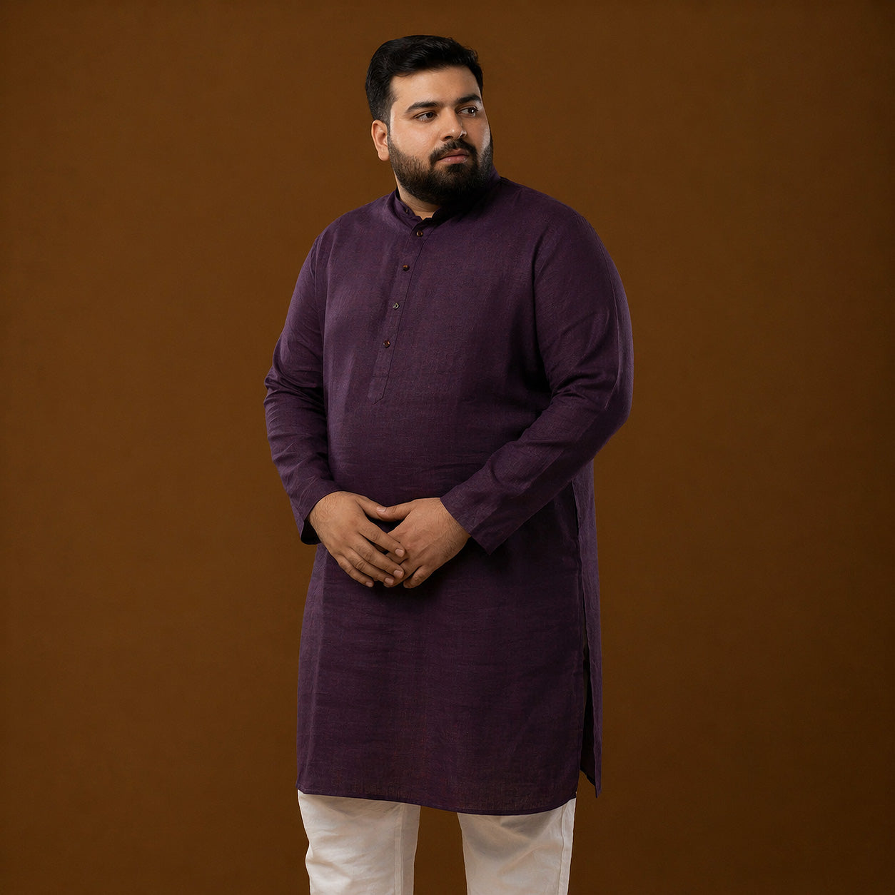 Royal Wine 100% Linen Plus Size Long Kurta