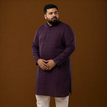 Royal Wine 100% Linen Plus Size Long Kurta