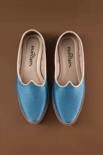 Handcrafted Sky Blue Textured Jutti