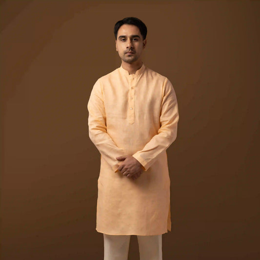 Warm Peach 100% Linen Long Kurta