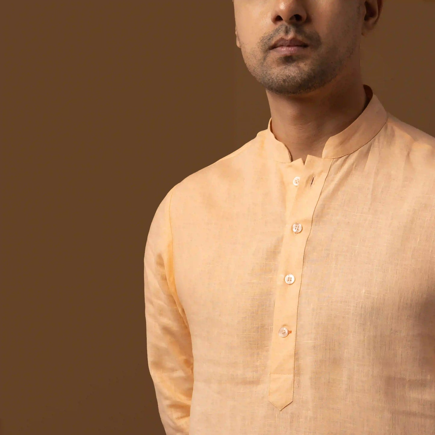 Warm Peach 100% Linen Long Kurta